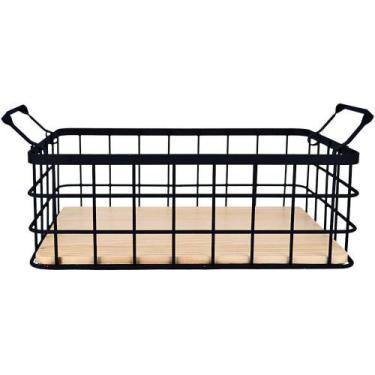 Imagem de Fruteira de Mesa Hauskraft FRUT006 Retangular Ferro e Madeira 33,5cm, 