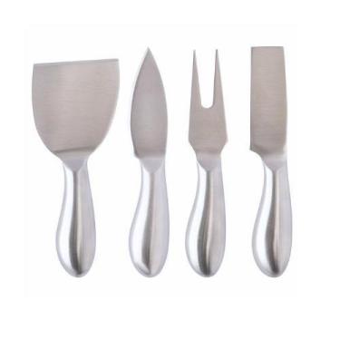 Imagem de Kit 4 Peças para Queijo em Aço Inox Faca Garfo Espátulas para Cortar S