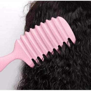 Imagem de Escova de Ondulação Profissional para Cabelos Cacheados, Kit com 2 Escovas, Cerdas de Javali, Design Ergonômico, Rosa, Preto e Roxo (Cores aleatórias)