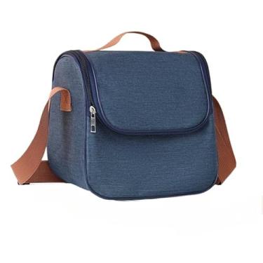 Imagem de Bolsa Térmica para Lanches, Capacidade Grande, Alça Confortável, Ideal para Trabalho, Academia e Piquenique (Azul Marinho)
