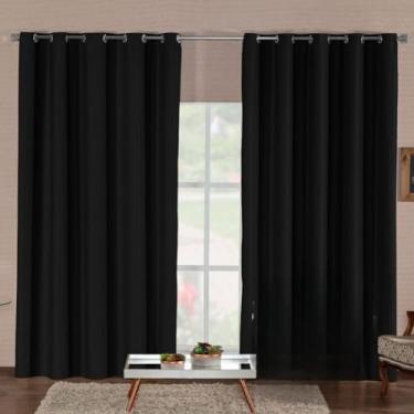 Imagem de Cortina Blackout Premium 1 Corta-Luz Para Sala E Quarto(PRETO,5,00M x 2,80M)