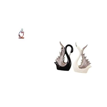 Imagem de Fenteer Escultura de Cerâmica de Resina de Cisne Abstrata, Ornamento para Mesa, Quarto, Escritório, Loja, Estante, Aniversário, Lareira, Colecionável
