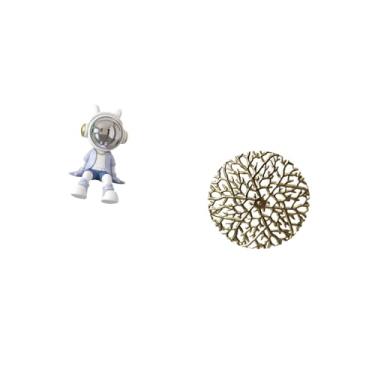 Imagem de Fenteer Escultura de Parede de Metal de Nórdico, Estatueta Decorativa, Rústica, Cênica, Estátua de Ferro Forjado, Placa 3D, Ornamento Pendurado Par