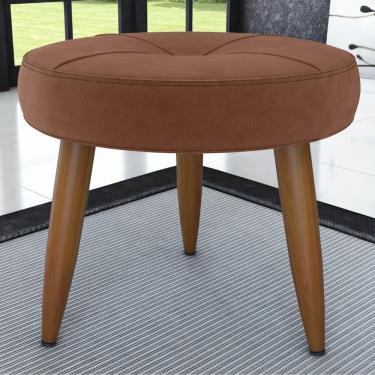 Imagem de Puff Decorativa Redondo Veneza Veludo Ferrugem