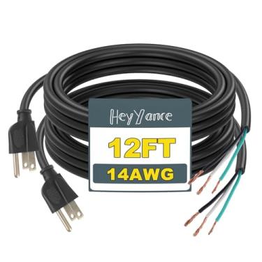 Imagem de HeyYance Pacote Com 2 Cabos De Alimentação Para Aparelhos E Ferramentas Elétricas Sjtw 12 Pés, 14/3C, Calibre 14, 3 Pinos, Serviço Pesado, Cabo Reposição, 110 V, 115 120 V Ca, 15 A, 1875 W