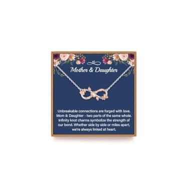 Imagem de IEFLIFE Colar de presente para mulheres – Corrente de prata esterlina 925 banhada a ouro rosa 14K Infinito Presentes para mãe filha, presentes de aniversário para avó, neta e irmã, Zircônia cúbica
