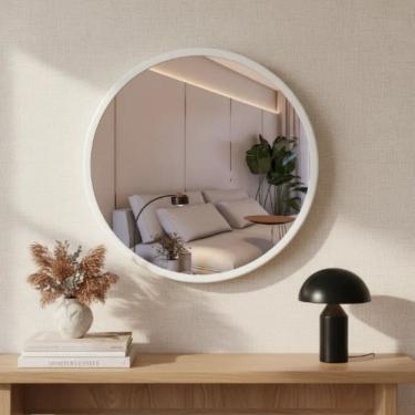 Imagem de Espelheira Redondo 60cm Moldura Alumínio Basic Branco