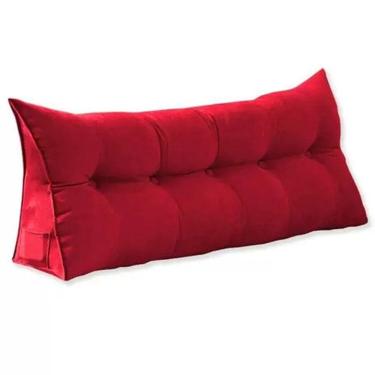 Imagem de Almofada Apoio para Cabeceira 100cm Solteiro Suede Mel Vermelho