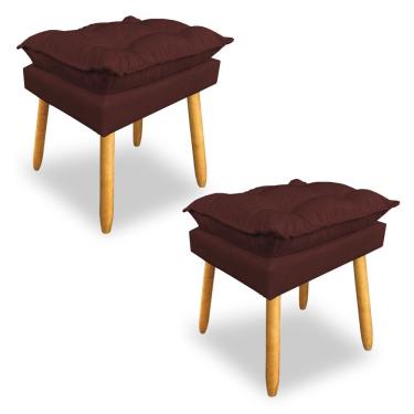 Imagem de Kit 2 Puffs Decorativo Opala Suede Marsala Pés Palito Sky Mobile