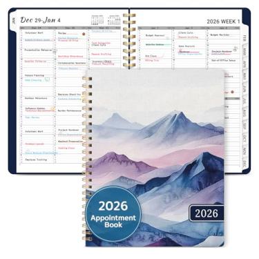 Imagem de Agenda de agendamentos 2026, agenda trimestral, semanal e mensal (janeiro de 2026 a dezembro de 2026), agenda de 21,5 x 28 cm com capa flexível e abas, perfeita para material escolar de escritório