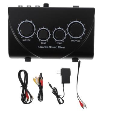 Imagem de LIGIGWASH 1 conjunto de misturador de linha estéreo profissional com entrada dupla de microfone, misturador de karaokê portátil para melhoria de som de alta fidelidade e design leve