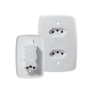 Imagem de Tomada Dupla Insta Fácil 2P-T 20A 250V Embutir Branca Pluzie