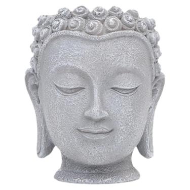 Imagem de Generic Vaso de flores em formato de cabeça de Buda, ornamento para plantas de interior, vaso para flores, recipiente para plantas para mesa, escritório, Altura 11.2 Cm