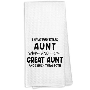 Imagem de KTYHD Great Aunt Gifts Toalhas de mão de cozinha, I Have Two Titles Aunt and Great Aunt Toalhas de mão decorativas para banheiro cozinha casa, anúncio de gravidez de tia, presentes para tias e tia