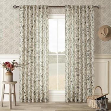 Imagem de Cortinas TWOPANELS Vintage Floral Linen 240x245cm Green Living