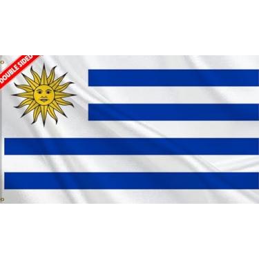 Imagem de HVATLTL Bandeira de barco do Uruguai com 3 camadas dupla face, 30 x 45 cm, nylon 220D resistente, cores vivas, bandeiras náuticas do Uruguai com 2 ilhós de latão para barco, quadriciclo, caminhão