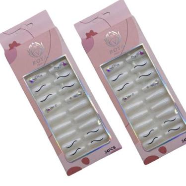 Imagem de Kit Unhas Postiças Decoradas Branco - Royal, 48
