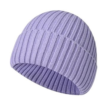 Imagem de Chapéus quentes de inverno para homens/mulheres Gorros de malha Respirável e macio Gorro Chapéus Variedade de cores Aba estendida Gorro de malha grosso, macio e elástico
