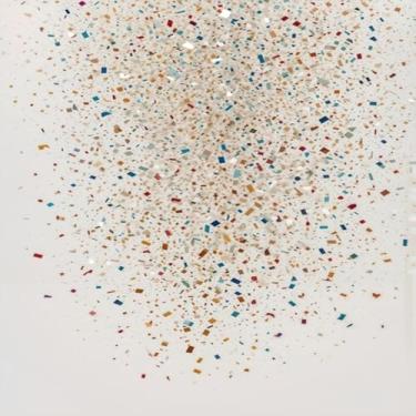 Imagem de Quadro Decorativo Vibrante Confetes Coloridos Estilo Moderno para Sala e Escritório 40x40cm