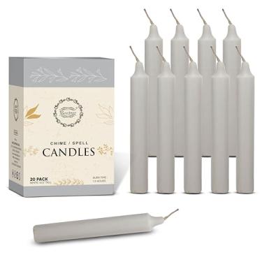 Imagem de Raajsee Pacote de 20 mini velas cônicas sem cheiro, branco | 12 cm (A) varas de jantar | Sem fumaça e sem gotejamento | Cera de parafina com mechas de algodão | Longo tempo de queima