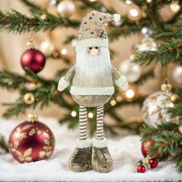 Imagem de JIAHG Linda decoração de mesa de Natal ajustável, boneco de neve, rena de Papai Noel, boneco de neve com pernas extensíveis, enfeite de mesa de Natal engraçado para decoração de festa