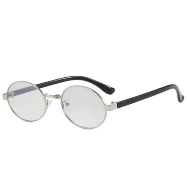 Imagem de VFDHN Óculos de sol vintage pequenos de metal oval femininos, fashion, transparentes, degradê, uv400, masculino, punk (8)