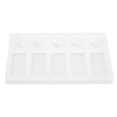 Imagem de Bandeja de tinta aquarela Paletas de tintas acrílicas a óleo Paleta artística em formato retangular com 5 retângulos 5 círculos para misturar cores Acessório de pintura portátil