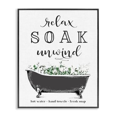 Imagem de Stupell Industries Lembretes de banho vintage arte giclée emoldurada cinza, design por Lettered and Lined, 14 x 11