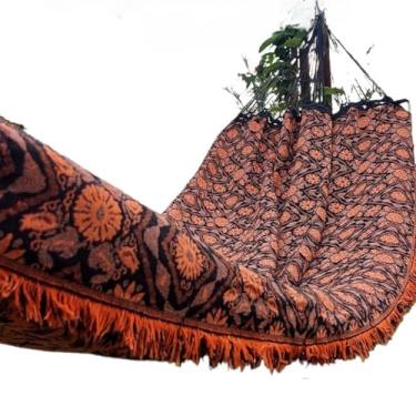 Imagem de Rede De Dormir Descanso Casal Indiana gigante para varanda, quarto, sala e jardim(Laranja)