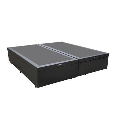 Imagem de Cama Box Baú King 193 Tecido Preto Com Colchão Alegro Bello Box D28 Cinza 58x193x203
