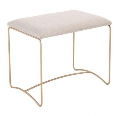 Imagem de Puff Estofado Bege 0,60x0,45mt Metal Dourado Slim