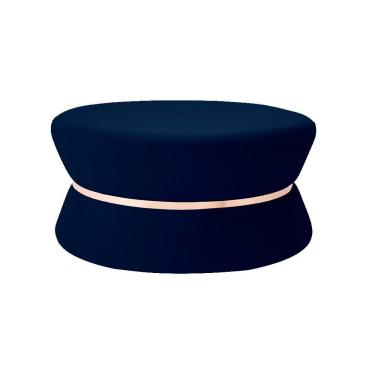 Imagem de Puff Sala de Estar 95cm Dhaka Veludo Azul Marinho Gran Belo