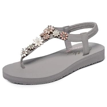 Imagem de Skechers Sandália feminina Meditation-Happy Daisies, Castanho-Acinzentado/Multi, 38