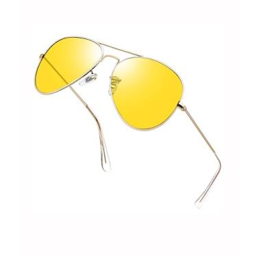 Imagem de Óculos de sol femininos masculinos polarizados clássicos grandes óculos de sol modernos óculos de sol fashion sunnies condução pesca SY6151, Armação dourada | Lente amarela