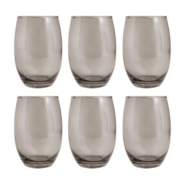 Imagem de Conjunto 6 Copos Vidro Bellagio Redondo 450ml Grande Cinza - PRATICASA
