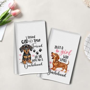 Imagem de 2 peças de toalhas de cozinha fofas para cães, toalha de mão de chá super absorvente, panos de prato de microfibra para secar pratos, toalhas de prato waffle para cozinha, banheiro, presentes para