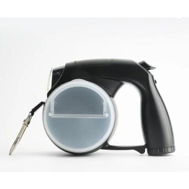 Imagem de Coleira para cães com guia azul claro LED com suporte para saco de cocô e alimentos, recipiente de água ao ar livre, equipamento para cães para passeios noturnos e viagens, 4 em 1