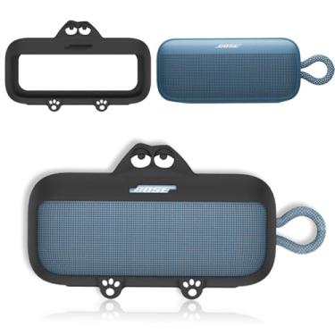 Imagem de Capa para Bose SoundLink Plus, capa protetora de silicone NOUKAJU à prova de quedas, à prova de arranhões, à prova de choque, capa protetora para alto-falante Bose SoundLink Plus Bluetooth (preto)
