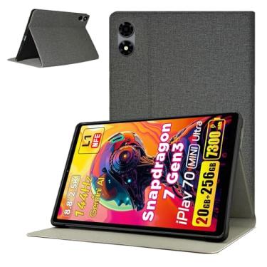 Imagem de Capa para ALLDOCUBE iPlay 70 Mini Ultra, capa para tablet KONXISA com material de poliuretano + TPU premium, antiarranhões e proteção total, capa protetora com ajuste dobrável, cinza