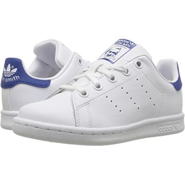 Imagem de adidas Originals Tênis infantil Stan Smith Cloudfoam, Branco/Branco/Azul Eqt, 11 Little Kid