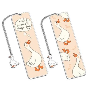Imagem de Marcador de livro fofo de ganso bobo, marcador de livro de aniversário e Natal para crianças, presentes para amantes de livros para mulheres, acessórios de livros engraçados para amantes de leitura