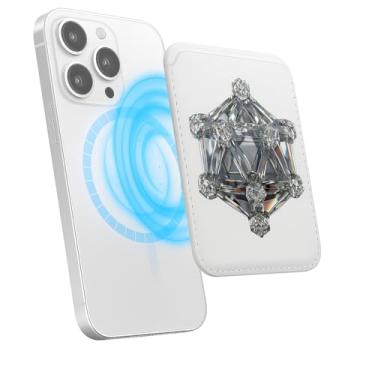 Imagem de Suporte magnético para iPhone, carteira fina de couro PU, capa para cartão, capa traseira para cartão, acessório de telefone fofo