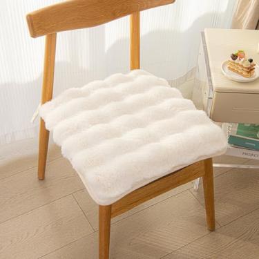 Imagem de Almofada quadrada de pele sintética, almofada de cadeira de lã de coelho sintético, almofadas de pelúcia grossas de inverno para cadeiras de jantar, sofá preguiçoso confortável e chão de escritório