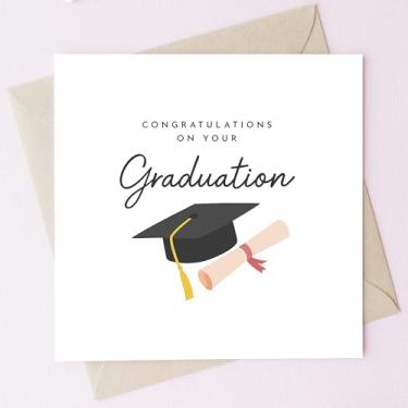 Imagem de TEEMI - Cartão de felicitações de formatura com envelope - Cartão de celebração de realização acadêmica - Cartolina quadrada premium de 300 g/m² 12 x 12 cm - Cartão de mensagem interno em branco