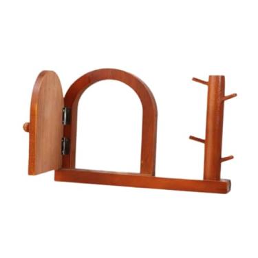 Imagem de Ioensy Moldura decorativa para parede, capa protetora de madeira para interruptor de porta, adesivo de parede moderno para interruptor de luz, ideal para, Marrom Avermelhado