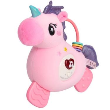 Imagem de Brinquedo Mordedor Unicórnio de Pelúcia C/ Luz e Som Castela - Castela