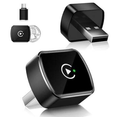 Imagem de Adaptador CarPlay sem fio para iPhone - design mini USB, funciona com veículos CarPlay com fio, porta USB/tipo C, Plug & Play, suporte Bluetooth/WiFi, compatível com iOS 10+ e iPhone 6+ (mini