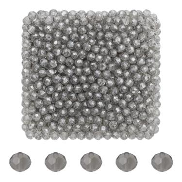 Imagem de Mandala Crafts Contas de cristal briolette cinza de 3 mm – 1500 contas de vidro facetadas para fabricação de joias, suprimentos de contas, artesanato DIY, pulseiras, colares, brincos e contas