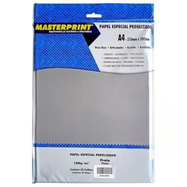 Imagem de Papel Perolizado A4 180g para Artesanato e Decoração Pacote com 20 Folhas Masterprint (Prata)