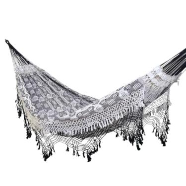 Imagem de Rede de Dormir e Descanso Casal Extra Marquesa Algodão Jaguaruana. (Preto e Branco)